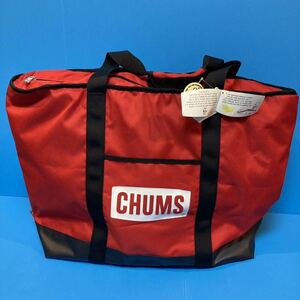 【新品未使用】CHUMS／チャムス ロゴソフトクーラートート クーラーバッグ 色レッド／赤いキャンプサイト GWイベントにカチンカチンビール