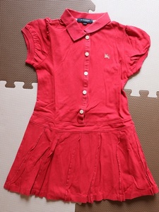 バーバーリー120　半袖ポロシャツワンピース　ホース刺繍プリーツスカート　