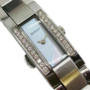 ◎◎ GUCCI グッチ 4600L レディース 腕時計 クォーツ シェル文字盤 ダイヤベゼル 箱付 やや傷や汚れあり
