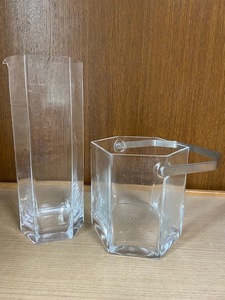 水割りセット　ピッチャー　アイスペール　ガラス製　シンプルデザイン