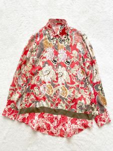 美品 ETRO size38 イタリア製花柄シルクシャツ シャツブラウス 長袖 エトロ レディース 未使用