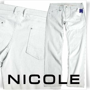 新品1円～★ニコル セレクション NICOLE selection メンズ ストレッチ ストレート カラーデニム パンツ 50 LL スモークホワイト◆3157◆