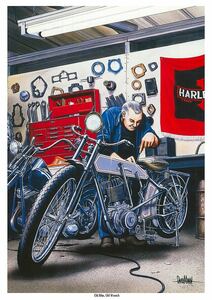 ポスター★David Mann 203『Old Bike, Old Wrench』★ハーレー/Chopper/イージーライダー/ショベル/ヘルズエンジェルズ