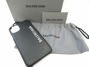 ☆BALENCIAGA バレンシアガ 618389 スマホケース ブラック iPhone11対応 中古 現状品 ブラック☆