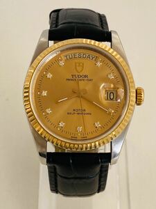 TUDOR チューダー Prince Date Day プリンスデイトデイ 76213 Mens メンズ 36mm watch 腕時計 AUTO 自動巻 18K YG SS 金 ダイヤ 稼働中OH済