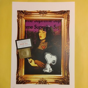 DEATH NYC 世界限定100枚 アートポスター　SNOOPY　スヌーピー　パルプ　フィクション ハート HEART 額縁　Banksy バンクシー 現代アート