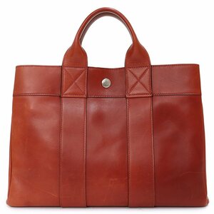 （中古）エルメス HERMES フールトゥ PM トート ハンドバッグ ヴォーエバーカーフ オールレザー レッド 赤 シルバー金具 □F刻印