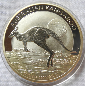 オーストラリア カンガルー 100ドル金貨 24金メッキ レプリカコイン 1oz 1オンス エリザベス女王二世