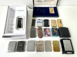 ■ ZIPPO ガスライター オイルライター まとめ 18点 ラーク マルボロ 北斗の拳 ハート 金 黒 マーライオン ハワイ 喫煙具 GIVENCHY K18GP 