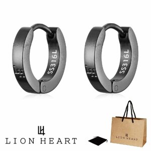 ライオンハート LION HEART 2点セット 両耳用 フープ ピアス LHMP006 LHMP006NBK サージカルステンレス 新品 正規品