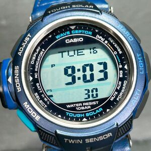 美品 CASIO カシオ PRO TREK プロトレック PRW-500BEJ-2 腕時計 タフソーラー 電波ソーラー デジタル 多機能 ブルー メンズ 動作確認済み