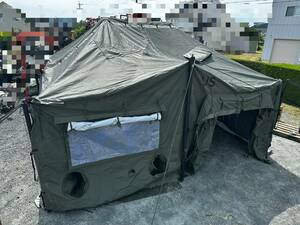 【米軍放出品】未使用品 大型テント シェルター 軍用指揮所テント ミリタリー ８〜10人用 CAMEL MGPTS 18×18FT キャンプ 防災 ☆CD11P