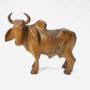 骨董品 木製 黄楊木 牛の置物 木彫　アンティーク　美術品　　インテリア　NIU