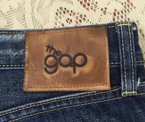 古着 ギャップ GAP ジーンズ メンズ W32 82cm ダメージ加工 スリム ストレート 紺 デニム ネイビー ボトムス