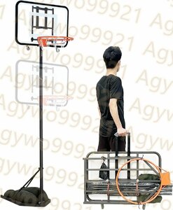 バスケットゴール 屋外 バスケゴール 室内 ポータブル キャスター付き バスケットボールフープ 移動式 4段高さ調節可能 移動に便利