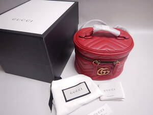 新品未使用■GUCCI グッチ GGマーモント リュックサック バニティ 598594 レディース バッグパック レザー レッド赤■