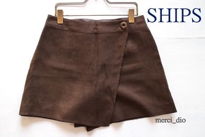 定価１.５万 シップス SHIPS フェイクスエード ラップ調 フレア ショートパンツ スカート ブラウン Khaju カージュ