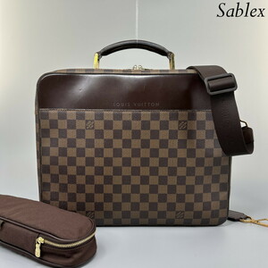 1円 ■極美品■ LOUIS VUITTON ヴィトン N53355 ダミエ ポルトオルディナトゥール サバナ 2WAY ビジネスバッグ メンズ ブラウン系