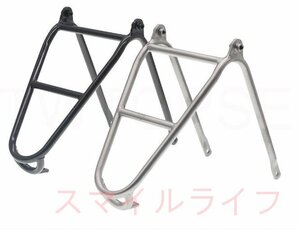 自転車 パーツ リアキャリア 荷物ラック チタン ブロンプトン用 フレーム 交換 カスタム おすすめ 4ホイール セット 荷台 シルバー