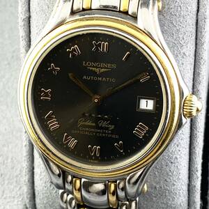 【1円〜】LONGINES ロンジン 腕時計 メンズ AT 自動巻 L3.609.5 ゴールデンウィング フェイブスター ブラック文字盤 クロノメーター 可動品