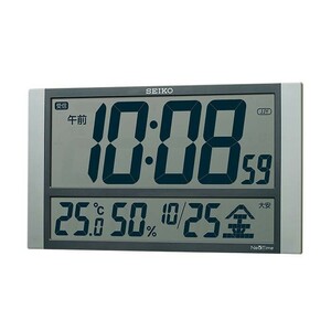 セイコー クロック ネクスタイム 電波 掛置兼用時計 ZS450S 温湿度表示付 銀色メタリック塗装 デジタル SEIKO CLOCK 温度計 湿度計