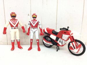 当時物 【 超獣戦隊ライブマン レッドファルコン フィギュア まとめて 】 BANDAI バンダイ 1988年 中古品 欠品有り ソフビ 超合金 昭和