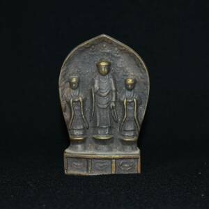 小仏像「銅造 善光寺三尊」銅像　阿弥陀三尊像　観音菩薩　勢至菩薩　仏教美術