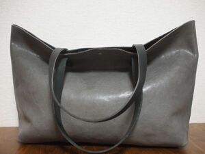 ンドメイド本革オリジナル鞄ヌメ革★CレザーBTトートバッグ グレー 002