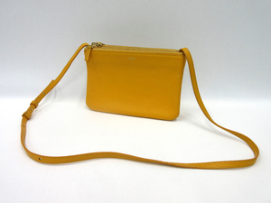 【美品】CELINE/セリーヌ　トリオ　レザー　イエロー　ショルダーバッグ　20100047