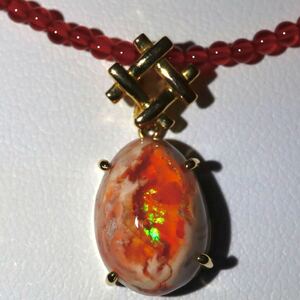 ＊K18天然カンテラオパールペンダントネックレス＊m 6.4g 5.70ct 約41.0cm 遊色 Cantera Opal necklace pendant jewelry EB4/EB4