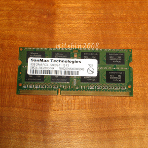 8GB SanMax/Hynix SMD3L-S8G28HD-16K PC3L-12800S(DDR3L-1600)低電圧対応 SO-DIMM 204pin 動作確認済 クリポなら送料185円[No.893]