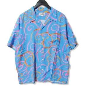 CALEE キャリー 半袖アロハシャツ ALLOVER SPIRAL PATTERN S/S SHIRT スパイラル 総柄 日本製 ブルー L 27105429