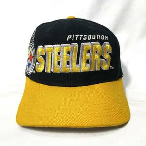 ■ 90s 90年代 ビンテージ 台湾製 NFL Steelers スティーラーズ 刺繍ロゴ スナップバック キャップ ONE SIZE アメフト 観戦 アメカジ ■