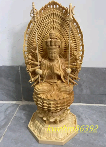 極上品 木製仏像 千手観音菩薩 観音菩薩 仏教美術 木彫り細密彫刻