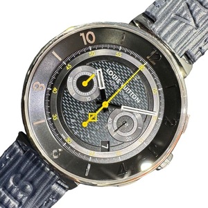 ルイ・ヴィトン LOUIS VUITTON タンブール ムーンクロノグラフ Q8D40Z ステンレススチール 腕時計 メンズ 中古