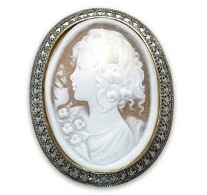 ▲天然シェルカメオ 最高級 SV 925 12g ブローチ 宝石 ジュエリー jewelry