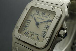 LVSP6-5-2 7T052-2 Cartier カルティエ 腕時計 1564 サントスガルベ デイト クォーツ 約76g ボーイズ シルバー 付属品付き ジャンク