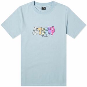 USA正規品 【L】 Stussy ステューシー MCMLXXX 1980 半袖 Tシャツ くすみ色 SLATE スレートブルー カラフルロゴ 綿100% ストリート 