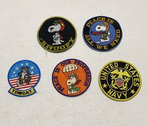 【中古特価品】 ミニ パッチ 5枚セット アメリカ海軍 USN F-14 トムキャット NAVY スヌーピー SNOOPY ワッペン ミリタリー TOMCAT 