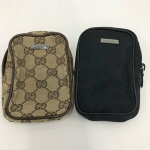 GUCCI グッチ ポーチ GG ベージュ系・黒 2点セット 【CDAN4056】