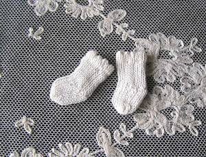 手編みコットンソックス*オフホワイト　1.5cm+