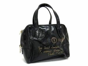 1円 ■美品■ YVESSAINTLAURENT イヴサンローラン Yメール レザー ハンドバッグ トート レディース ブラック系 BF7369