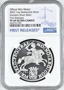 発行数200枚 2023年 オランダ デュカトン シルバー ライダー 1オンス プルーフ 銀メダル 銀貨 NGC PF69 ULTRA CAMEO First Releases