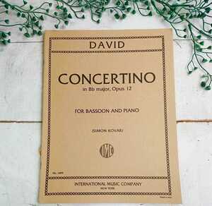 輸入楽譜 F.DAVID/CONCERTINO Op.12【BASSOON AND PIANO】ダヴィッド/コンチェルティーノ【バスーンとピアノ】 IMC