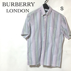 バーバリー BDシャツ S/BURBERRY LONDON ボタンダウン ストライプ 半袖 ホースマーク刺繍