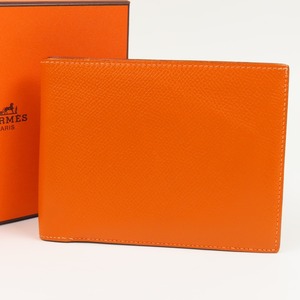 41051★1円スタート★HERMES エルメス 極美品 MC2 ミニウォレット 二つ折り財布 ヴォーエプソン オレンジ □I刻印