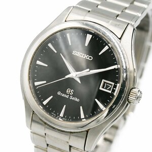 1円 稼働 美品 箱/コマ3付 GrandSeiko GS グランドセイコー 9F62-0A10 QZ クオーツ デイト 3針 黒文字盤 SS メンズ 腕時計 333020240430