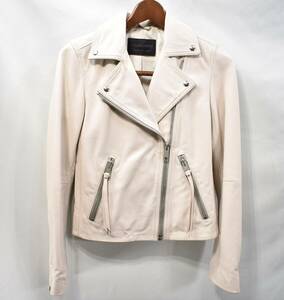 【ALLSAINTS】定価73700円羊革ラムレザーライダース34白オールセインツDALBY LEATHER BIKER