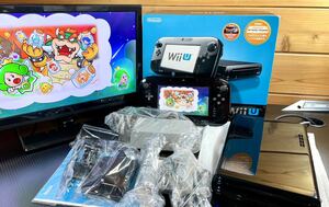 送料無料 動作品 任天堂 Nintendo WiiU Wii U 本体 WUP-101 GamePad WUP-010 Premium Set プレミアムセット 32GB クロ 箱付き