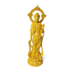 勢至菩薩像 7.2寸 高級天然ツゲ木彫り 立像 木製仏像 仏教美術品 黄楊 柘植 仏像彫刻 ブッダ 縁起物 飾り物